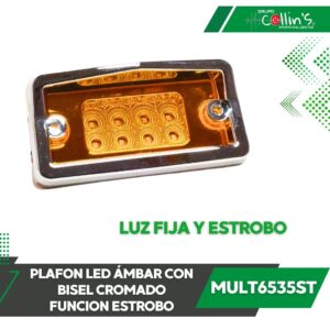 PLAFON DE LED AMBAR CON BISEL CROMADO
