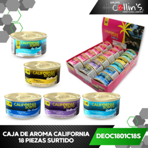 CAJA DE AROMAS DE LATA CALIFORNIA 18 PIEZAS SURTIDOS DEOC1801C18S
