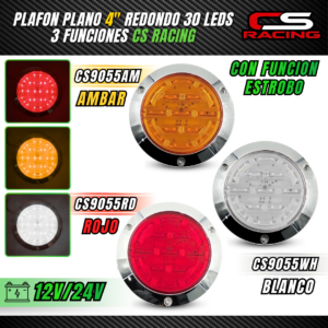 PLAFON PLANO 4" REDONDO 30 LEDS CS RACING CS9055
