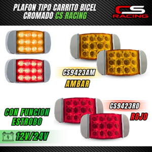 PLAFON LED TIPO CARRITO BICEL CROMADO CS RACING CS9423