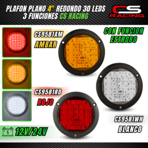 PLAFON PLANO 4" REDONDO 30 LEDS CS RACING CS9581