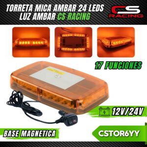 TORRETA MICA AMBAR 24 LEDS LUZ AMBAR CS RACING