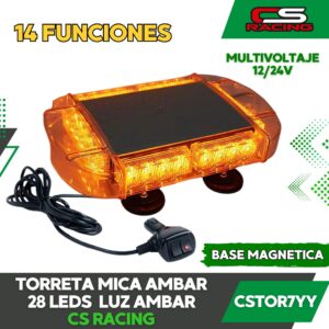TORRETA MICA AMBAR 28 LEDS LUZ AMBAR CS RACING