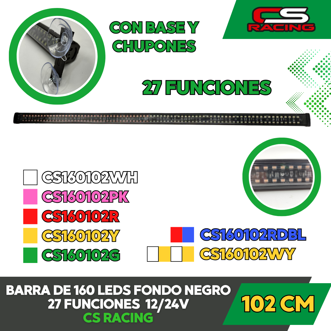 BARRA DE 160 LEDS 102 CM 27 FUNCIONES CS RACING CS160102