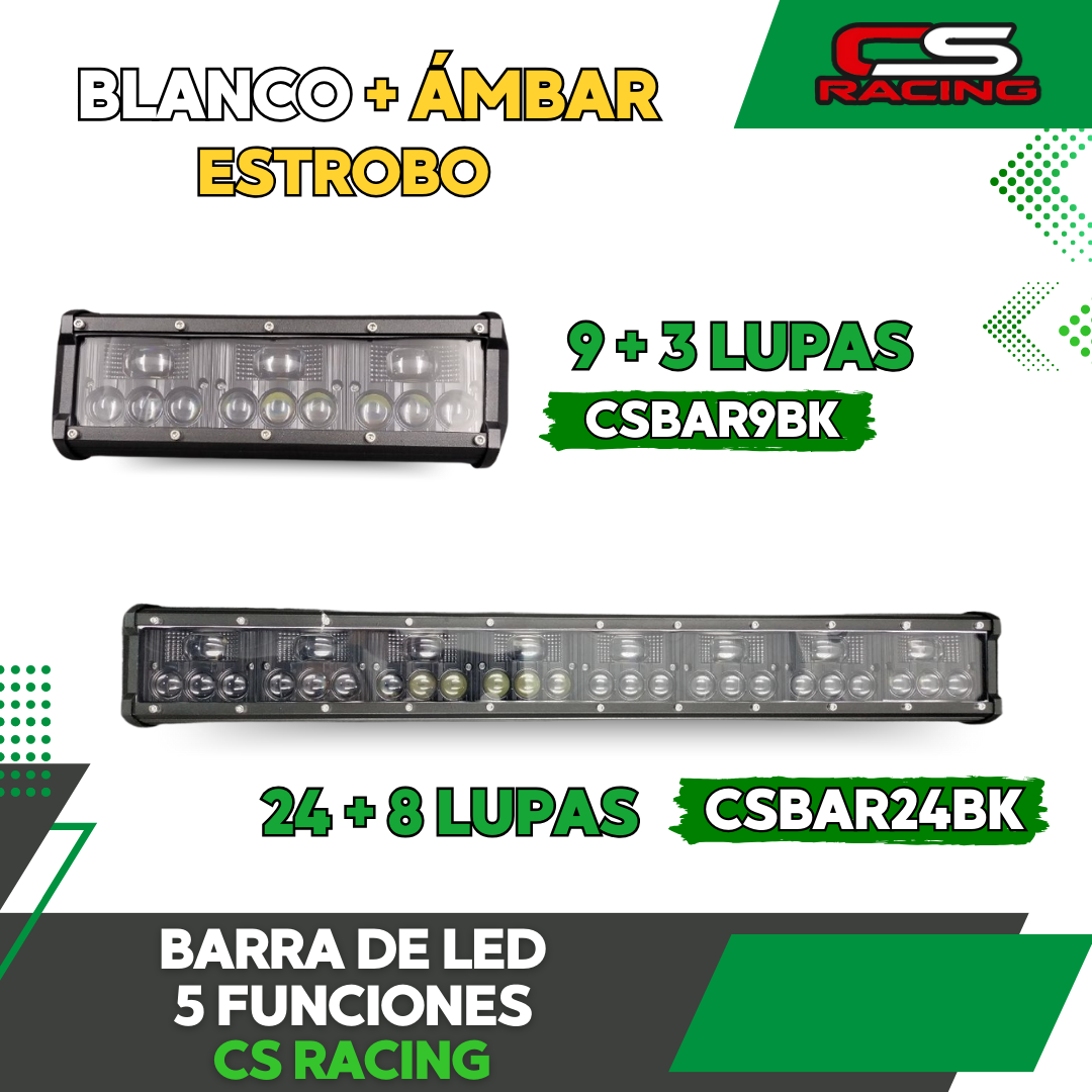 BARRA DE LED 5 FUNCIONES CS RACING CSBAR9BK