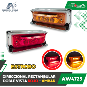 DIRECCIONAL RECTANGULAR DOBLE VISTA ROJO - ÁMBAR AW4725