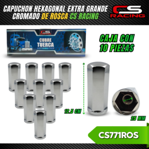 CAPUCHON HEXAGONAL EXTRA GRANDE CROMADO DE ROSCA CS771ROS