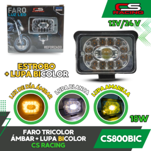 FARO TRICOLOR ÁMBAR CON LUPA BICOLOR CS RACING CS800BIC