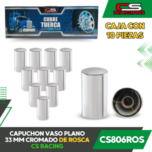 CAPUCHON VASO PLANO 33 MM CROMADO DE ROSCA CS806ROS