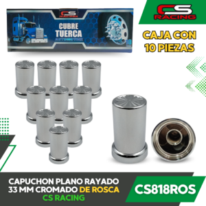 CAPUCHON PLANO RAYADO 33 MM CROMADO DE ROSCA CS818ROS