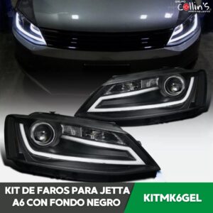 KIT DE FAROS PARA JETTA A6 CON FONDO NEGRO KITMK6GEL