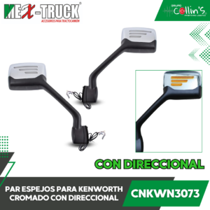 PAR ESPEJOS PARA KENWORTH CROMADO CON DIRECCIONAL CNKWN3073