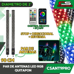 PAR ANTENAS LED RGB GRUESAS QUITAPON CS RACING CSANT9PRO