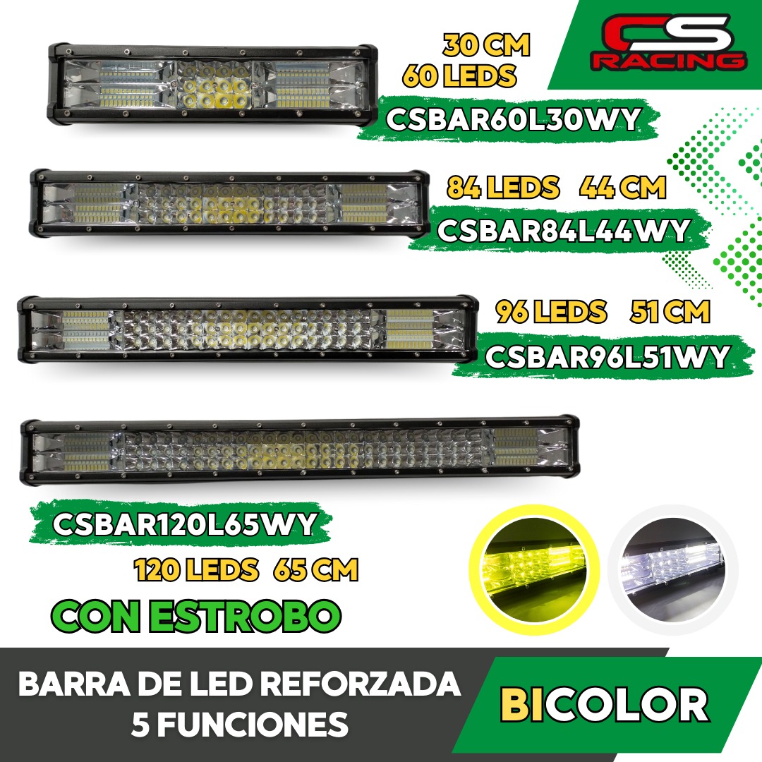 BARRA DE LED REFORZADA 5 FUNCIONES BICOLOR CSBAR