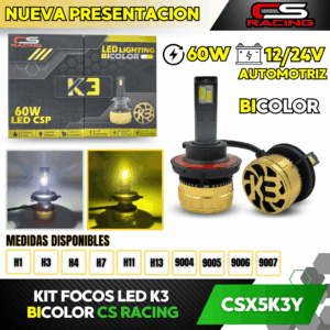 KIT DE FOCOS LED K3 BICOLOR AMARILLO CSX5K3Y