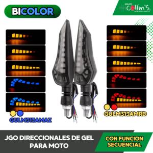 JUEGO DIRECCIONALES BICOLOR DE GEL PARA MOTO GULM313AM