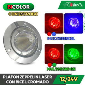 PLAFON ZEPPELIN LASER BICOLOR CON BISEL CROMADO MULT6185