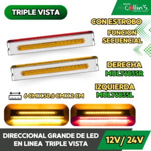 DIRECCIONAL GRANDE DE LED EN LINEA DE TRIPLE VISTA MULT6835