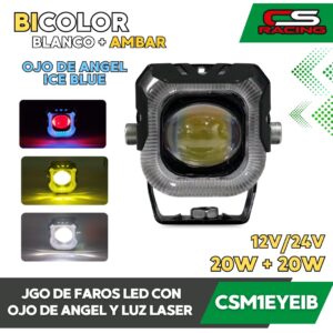 JUEGO DE FAROS LED CON OJO DE ANGEL Y LUZ LASER