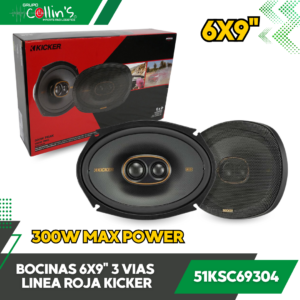 BOCINAS 6X9" 3 VIAS LINEA ROJA KICKER 51KSC69304