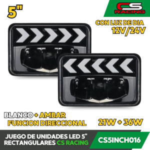 JUEGO DE UNIDADES LED 5" RECTANGULARES CS RACING CS5INCH016