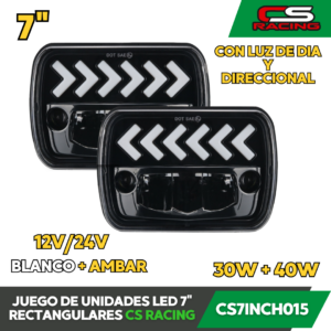 JUEGO DE UNIDADES LED 7" RECTANGULARES CS RACING CS7INCH015