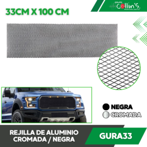 REJILLA DE ALUMINIO CROMADA/NEGRA GURA33