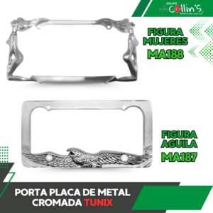PORTA PLACA DE METAL CROMADA TUNIX MA18