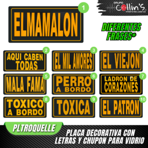 PLACA DECORATIVA CON LETRAS Y CHUPON PLTROQUELLE