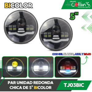 PAR UNIDAD REDONDA CHICA 5" BICOLOR TJ03BIC