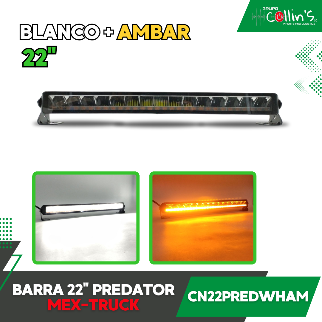 BARRA 22" PREDATOR BLANCO + AMBAR CN22PREDWHAM