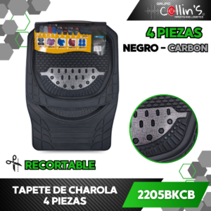 TAPETE DE CHAROLA CARBON 4 PIEZAS 2205BKCB