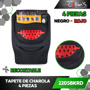 TAPETE DE CHAROLA ROJO 4 PIEZAS 2205BKRD