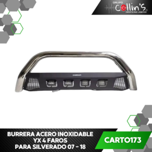 BURRERA DE ACERO INOXIDABLE YX 4 FAROS PARA SILVERADO 07 - 18 CARTO173
