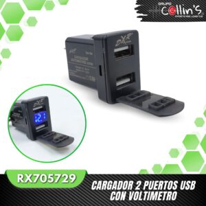 CARGADOR 2 PUERTOS USB VOLTIMETRO RX705729