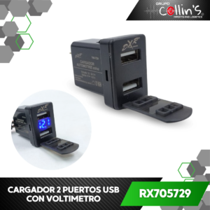 CARGADOR 2 PUERTOS USB VOLTIMETRO RX705729