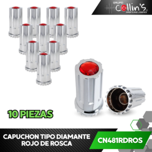CAPUCHON TIPO DIAMANTE ROJO DE ROSCA CN481RDROS