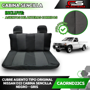 CUBRE ASIENTO TIPO ORIGINAL NISSAN D22 CABINA SENCILLA NEGRO - GRIS CS RACING CAORND22CS