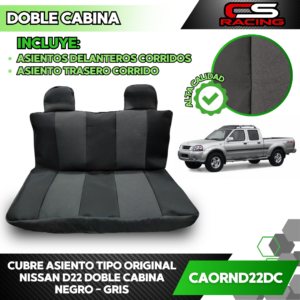 CUBRE ASIENTO TIPO ORIGINAL NISSAN D22 DOBLE CABINA NEGRO - GRIS CS RACING CAORND22DC