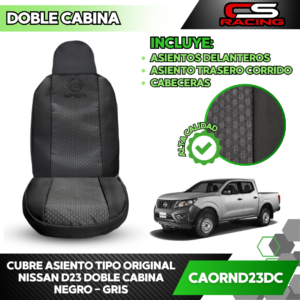 CUBRE ASIENTO TIPO ORIGINAL NISSAN D23 DOBLE CABINA NEGRO - GRIS CS RACING CAORND23DC