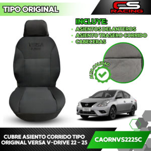 CUBRE ASIENTO CORRIDO TIPO ORIGINAL VERSA V-DRIVE 22 - 25 CS RACING CAORNAV2225C