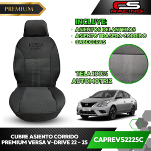 CUBRE ASIENTO PREMIUM CORRIDO VERSA V-DRIVE 22 - 25 CS RACING CAPREVS2225C
