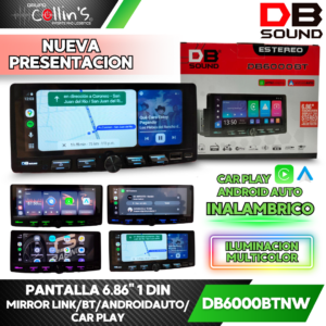 PANTALLA 1 DIN 6.86" NUEVA PRESENTACION DB SOUND DB6000BTNW