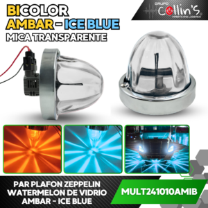 PLAFON ZEPPELIN WATERMELON DE VIDRIO AMBAR - ICE BLUE MULT241010AMIB