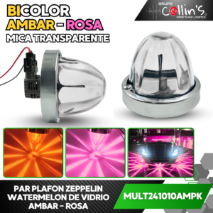 PLAFON ZEPPELIN WATERMELON DE VIDRIO AMBAR - ROSA MULT241010AMPK