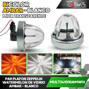 PLAFON ZEPPELIN WATERMELON DE VIDRIO AMBAR - BLANCO MULT241010AMWH