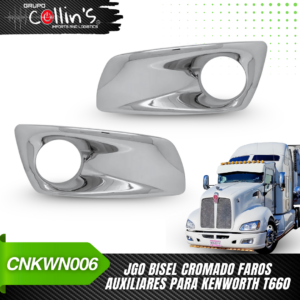 BISEL CROMADO DE FAROS AUXILIARES PARA KENWORTH T660 CNKWN006