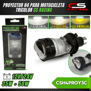 PROYECTOR H4 PARA MOTO TRICOLOR CSH4PROY3C