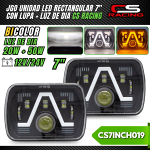 JUEGO DE UNIDADES LED 7" RECTANGULARES CON LUPA CS RACING CS7INCH019