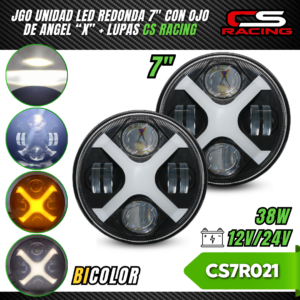 JUEGO DE UNIDADES LED 7" OJO DE ANGEL + LUPAS CS RACING CS7R021